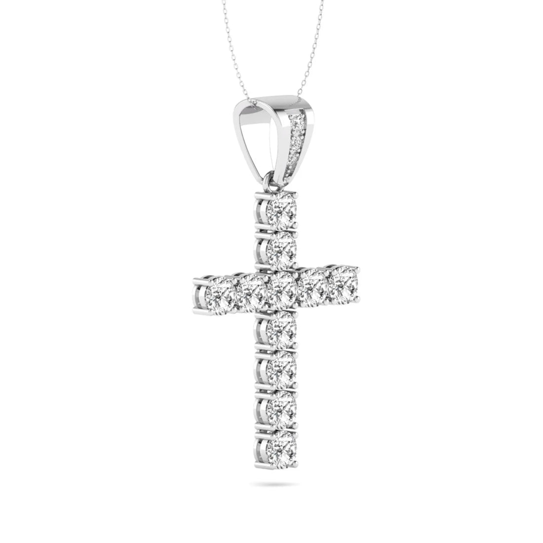 OctaPearl Round Prong Set Lab Grown Diamond Cross Pendant