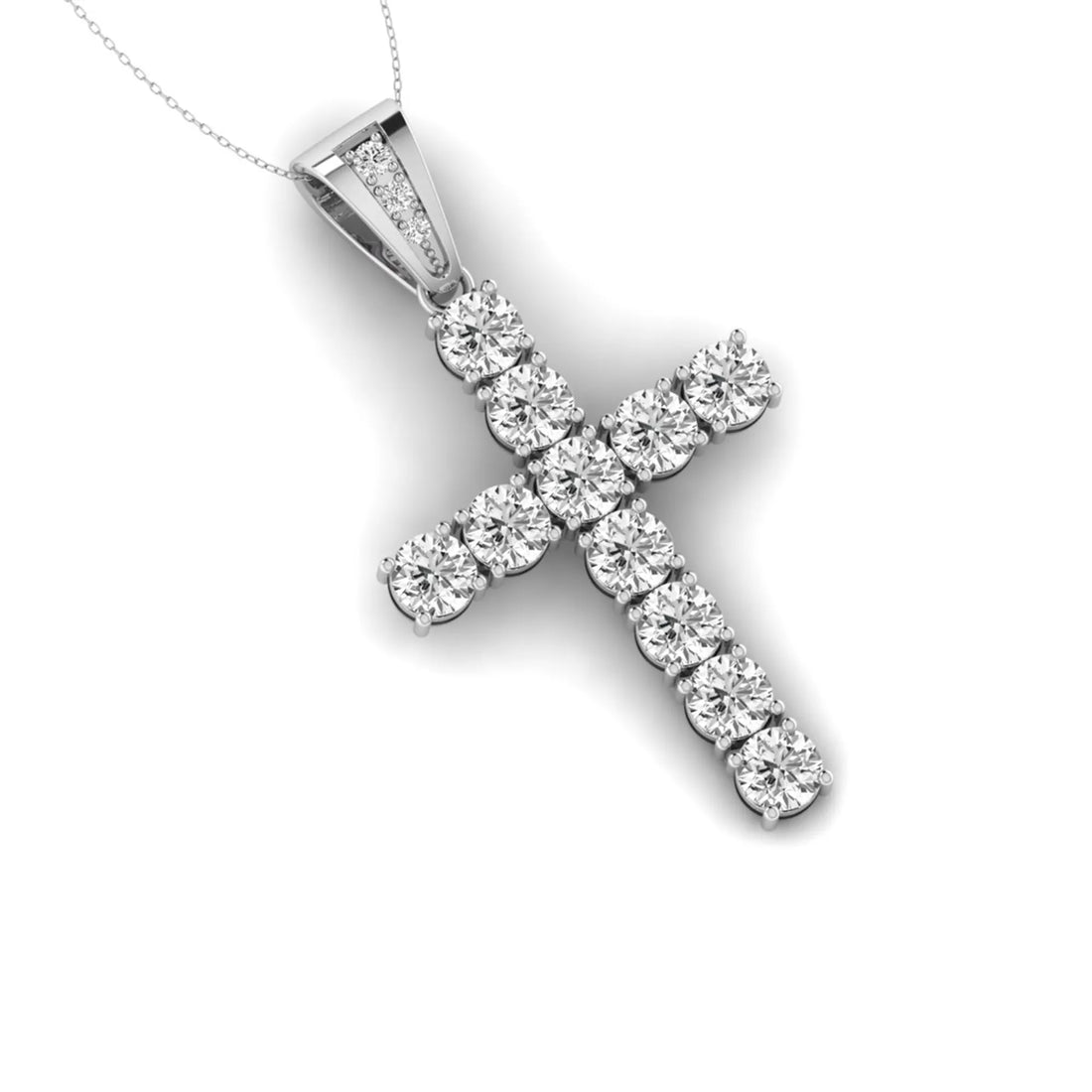 OctaPearl Round Prong Set Lab Grown Diamond Cross Pendant