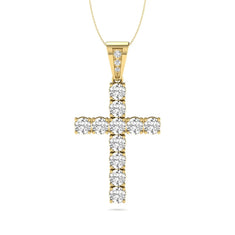 OctaPearl Round Prong Set Lab Grown Diamond Cross Pendant
