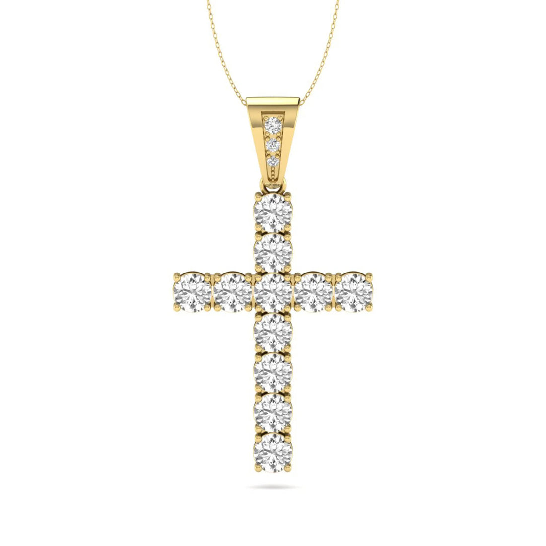 OctaPearl Round Prong Set Lab Grown Diamond Cross Pendant