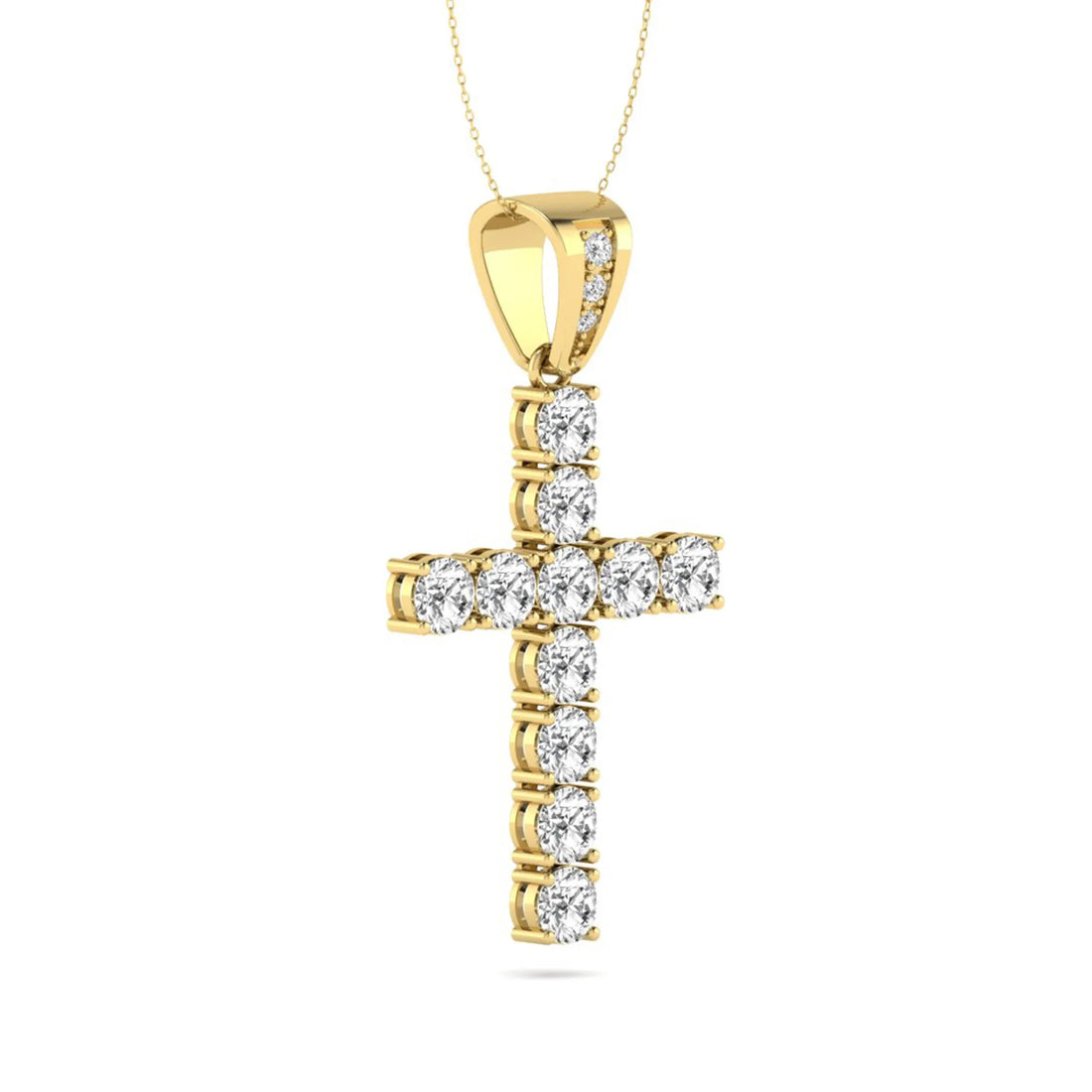 OctaPearl Round Prong Set Lab Grown Diamond Cross Pendant