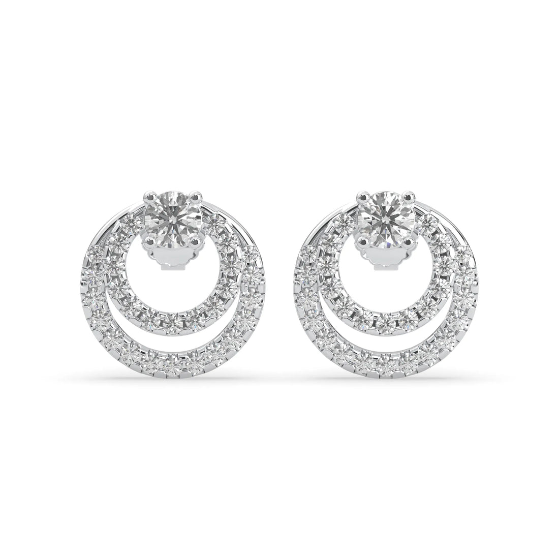 OctaPearl Round Prong Set Lab Grown Diamond Double Circle Stud Earrings