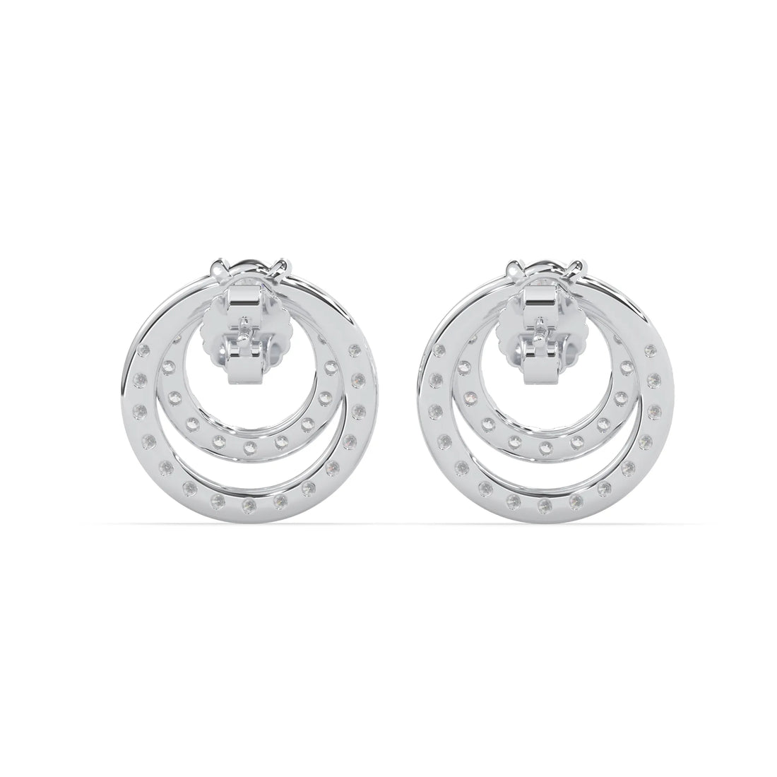 OctaPearl Round Prong Set Lab Grown Diamond Double Circle Stud Earrings