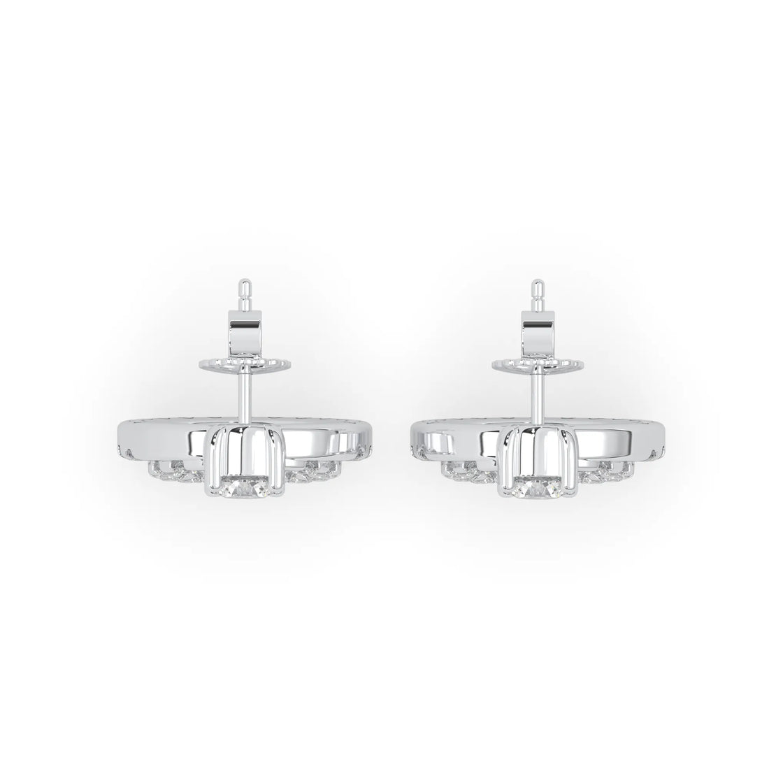 OctaPearl Round Prong Set Lab Grown Diamond Double Circle Stud Earrings