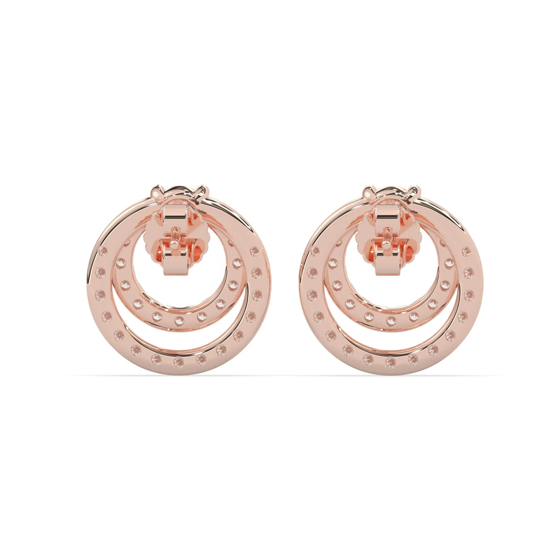 OctaPearl Round Prong Set Lab Grown Diamond Double Circle Stud Earrings