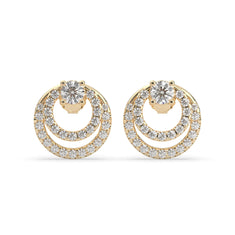 OctaPearl Round Prong Set Lab Grown Diamond Double Circle Stud Earrings - alternate view