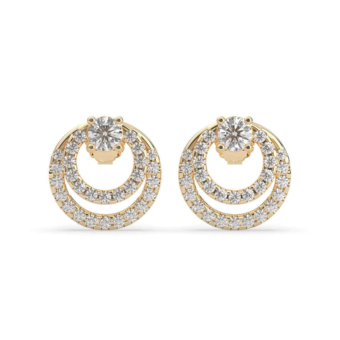 OctaPearl Round Prong Set Lab Grown Diamond Double Circle Stud Earrings