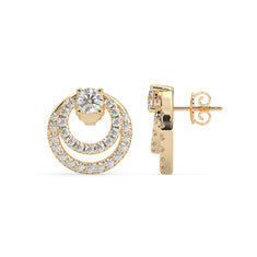 OctaPearl Round Prong Set Lab Grown Diamond Double Circle Stud Earrings