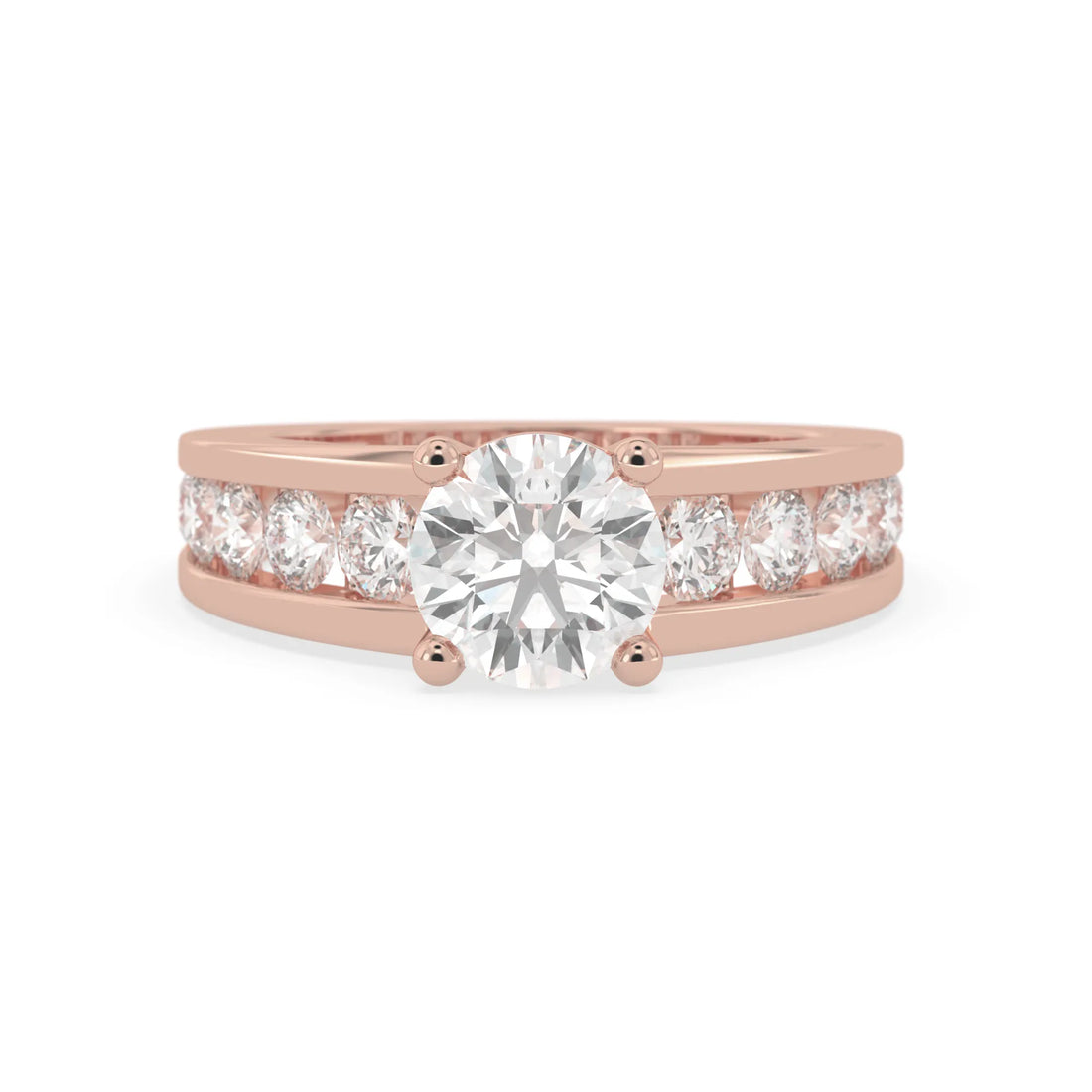 OctaPearl Round Lab Grown Diamond Pave Engagement Ring