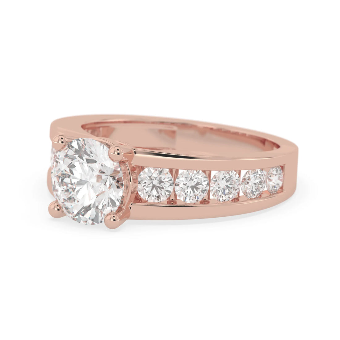 OctaPearl Round Lab Grown Diamond Pave Engagement Ring