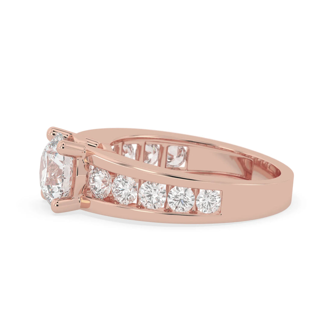 OctaPearl Round Lab Grown Diamond Pave Engagement Ring