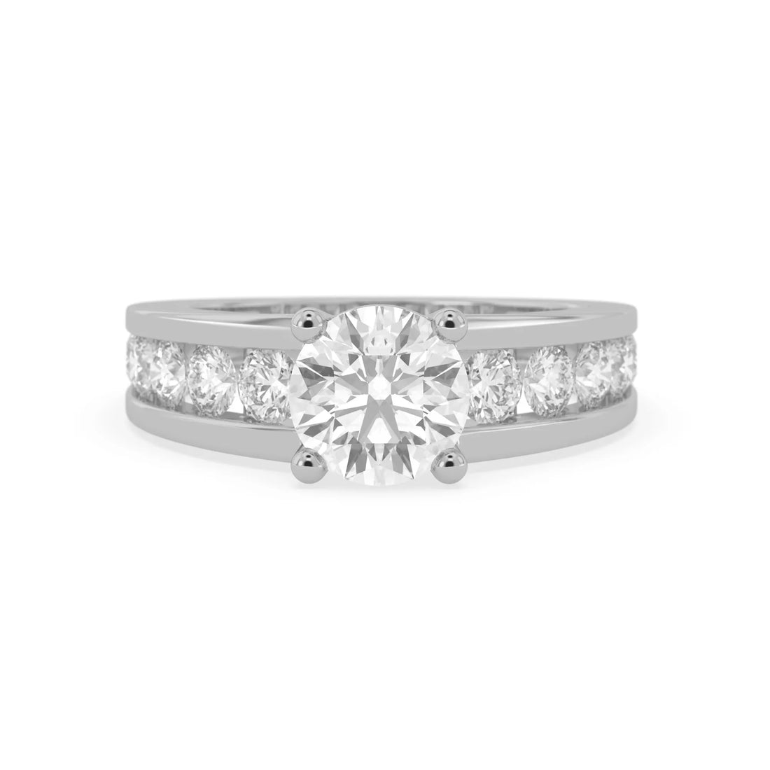 OctaPearl Round Lab Grown Diamond Pave Engagement Ring