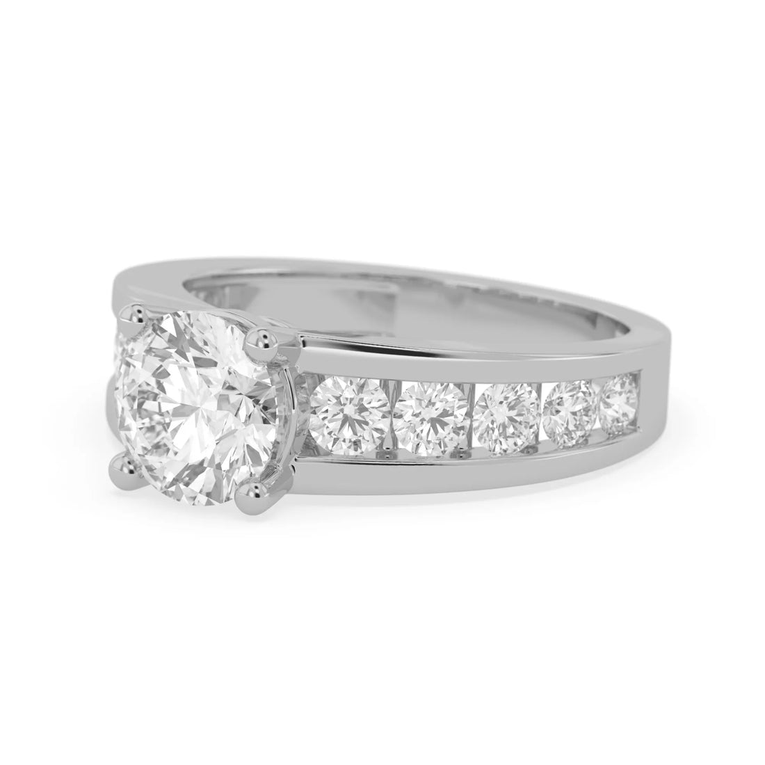 OctaPearl Round Lab Grown Diamond Pave Engagement Ring