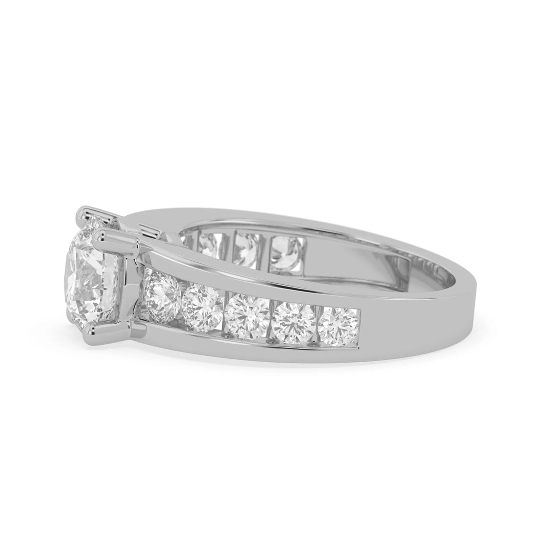 OctaPearl Round Lab Grown Diamond Pave Engagement Ring