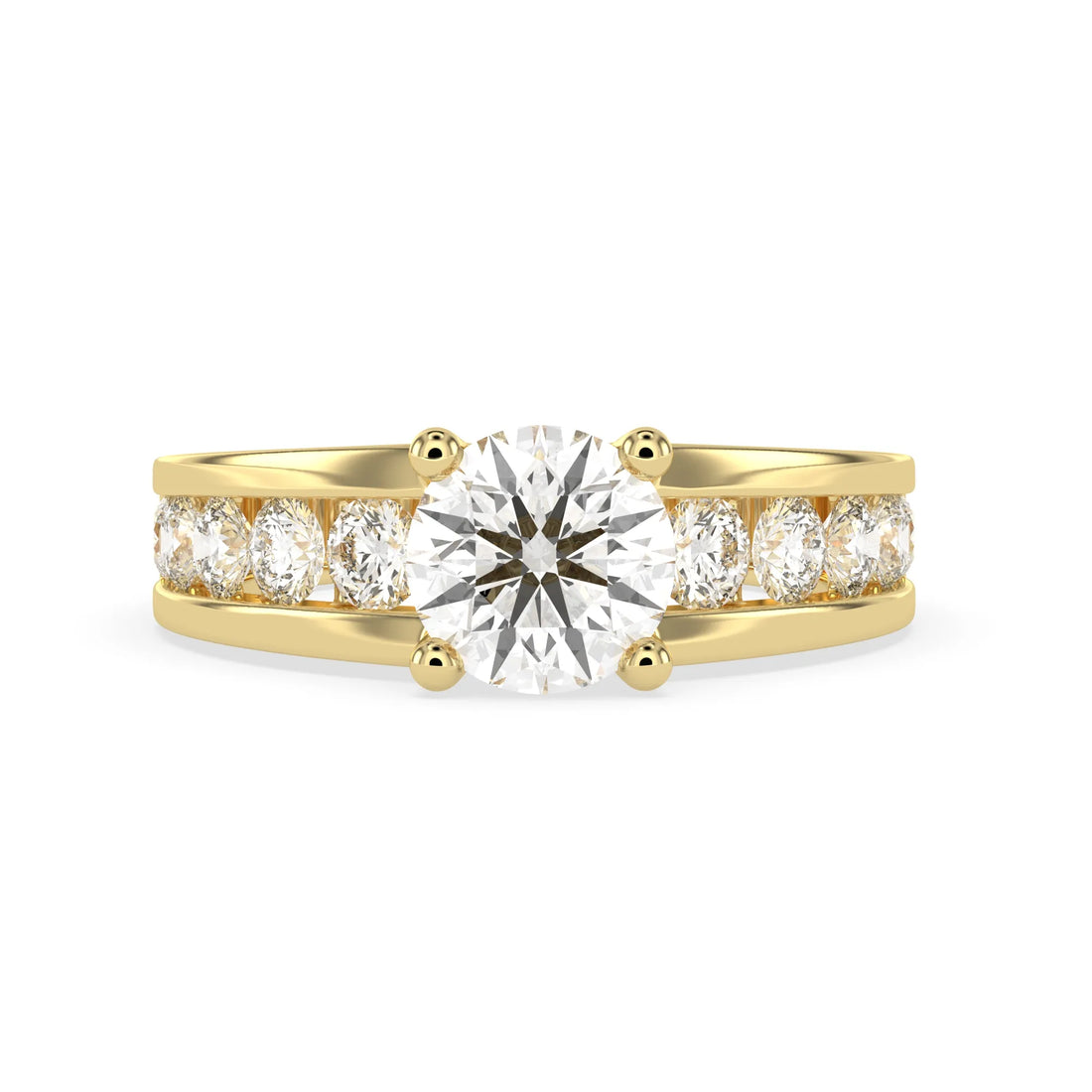 OctaPearl Round Lab Grown Diamond Pave Engagement Ring