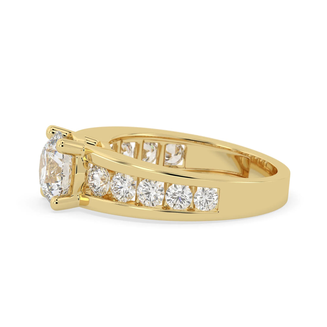 OctaPearl Round Lab Grown Diamond Pave Engagement Ring