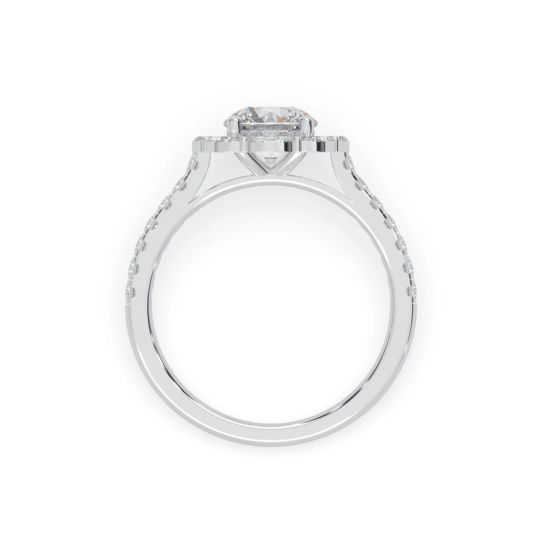 OctaPearl 1 Round Lab Grown Diamond Floral Halo Pave Engagement Ring