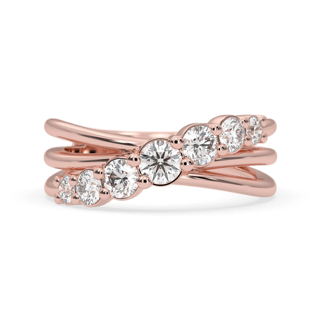 OctaPearl Seven Stone Crossover Lab Grown Diamond Engagement Ring
