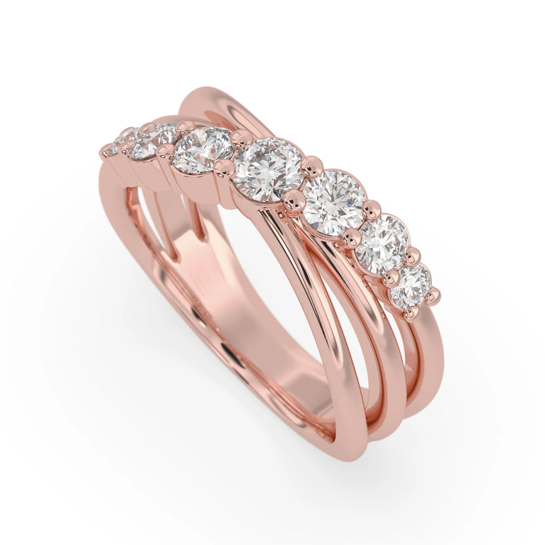 OctaPearl Seven Stone Crossover Lab Grown Diamond Engagement Ring