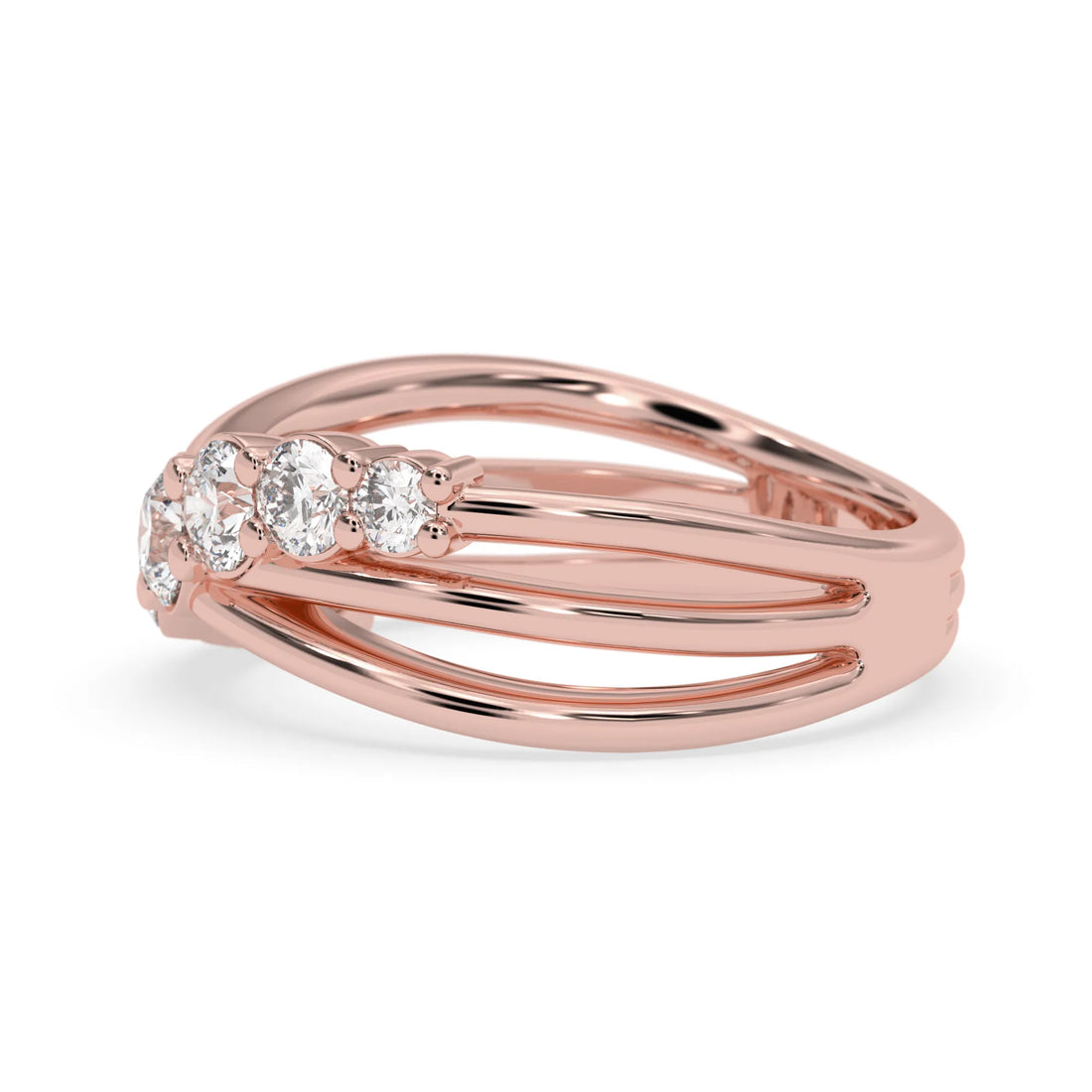 OctaPearl Seven Stone Crossover Lab Grown Diamond Engagement Ring