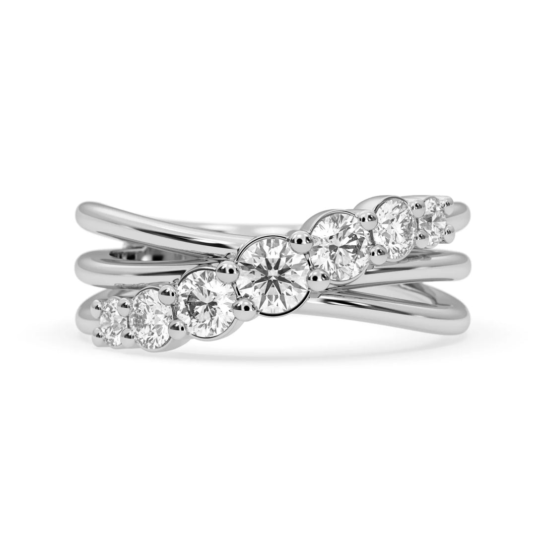 OctaPearl Seven Stone Crossover Lab Grown Diamond Engagement Ring