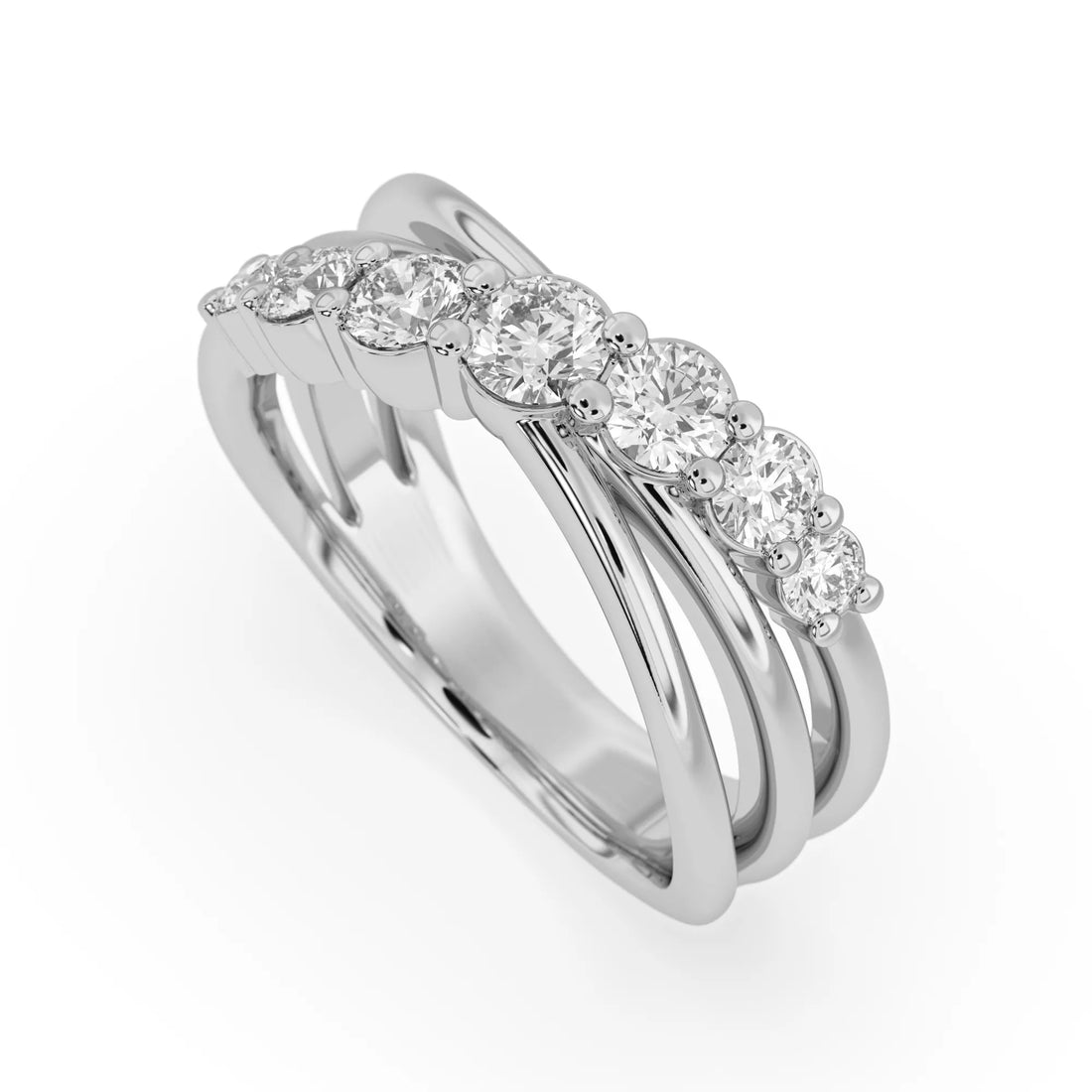 OctaPearl Seven Stone Crossover Lab Grown Diamond Engagement Ring