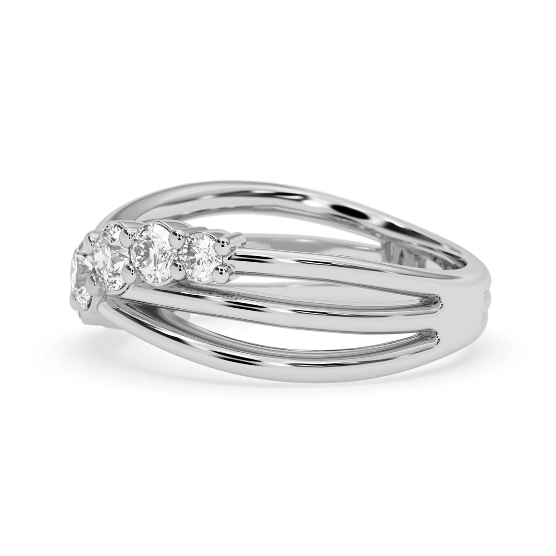 OctaPearl Seven Stone Crossover Lab Grown Diamond Engagement Ring