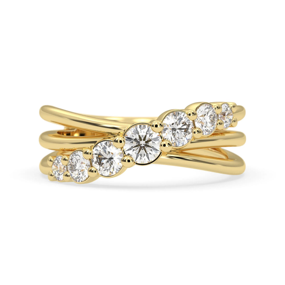 OctaPearl Seven Stone Crossover Lab Grown Diamond Engagement Ring
