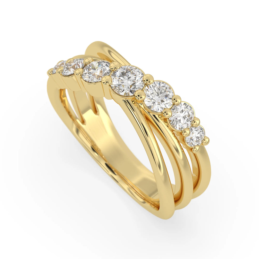 OctaPearl Seven Stone Crossover Lab Grown Diamond Engagement Ring