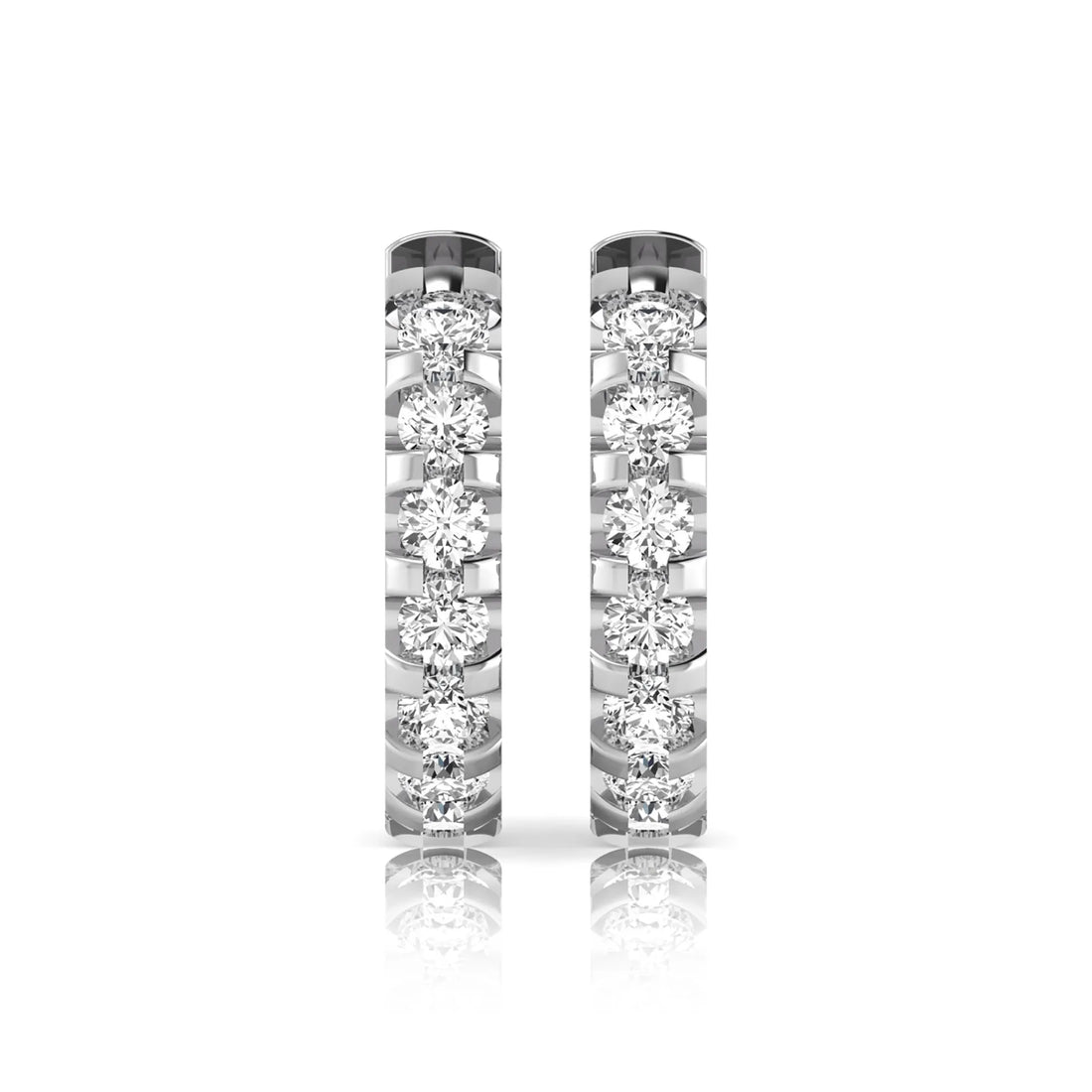 OctaPearl Round Lab Grown Diamond Half Eternity Huggie Hoop Earrings