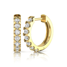 OctaPearl Round Lab Grown Diamond Half Eternity Huggie Hoop Earrings