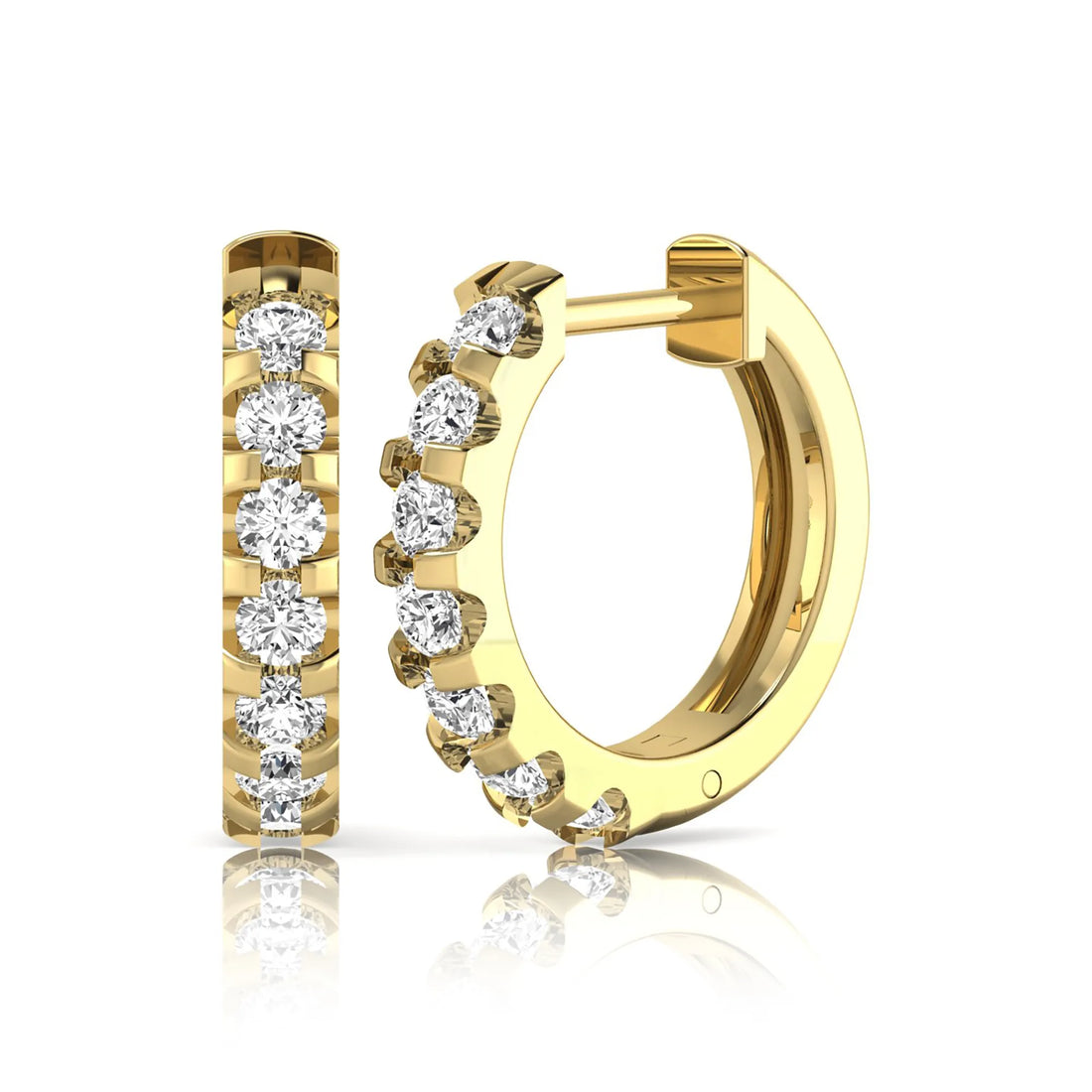 OctaPearl Round Lab Grown Diamond Half Eternity Huggie Hoop Earrings