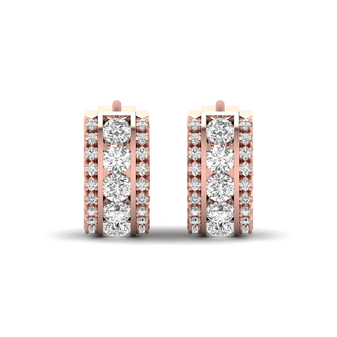 OctaPearl Round Lab Grown Diamond Huggie Hoop Earrings