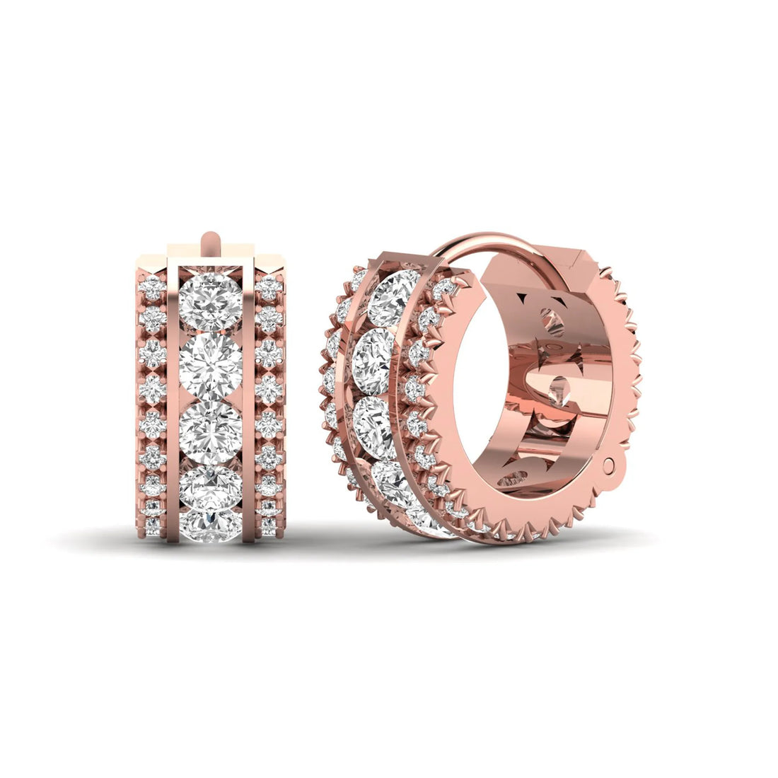 OctaPearl Round Lab Grown Diamond Huggie Hoop Earrings
