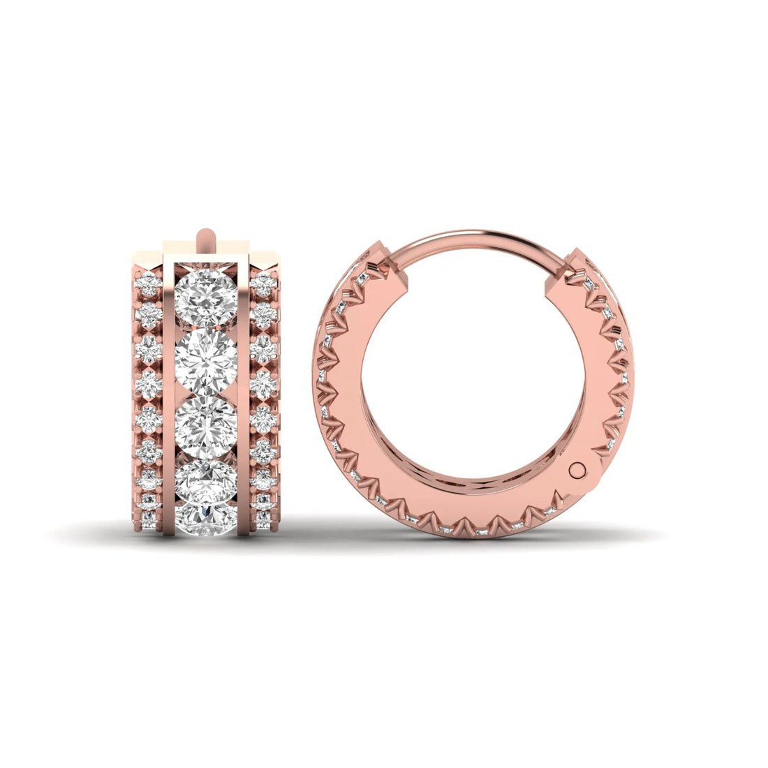 OctaPearl Round Lab Grown Diamond Huggie Hoop Earrings