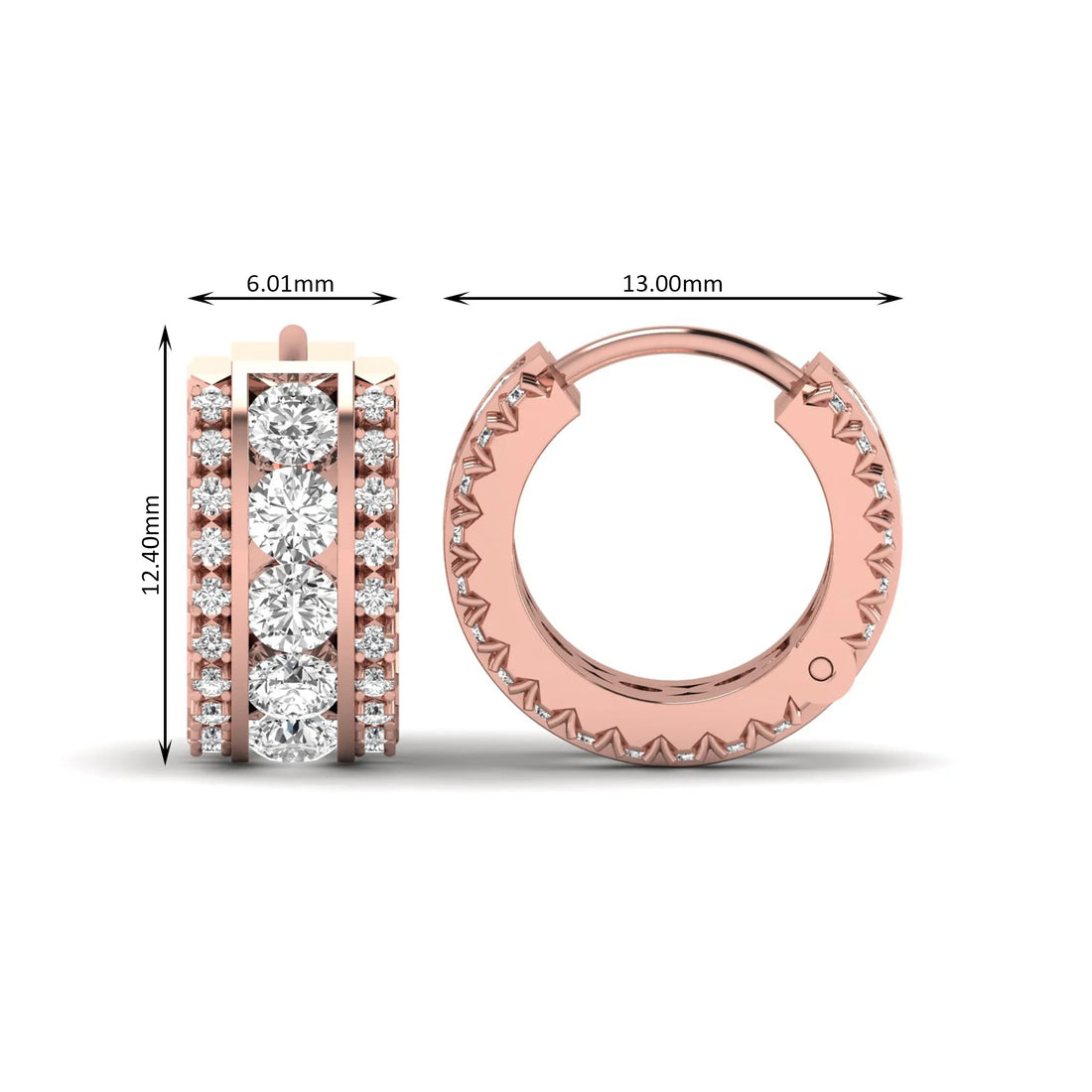 OctaPearl Round Lab Grown Diamond Huggie Hoop Earrings