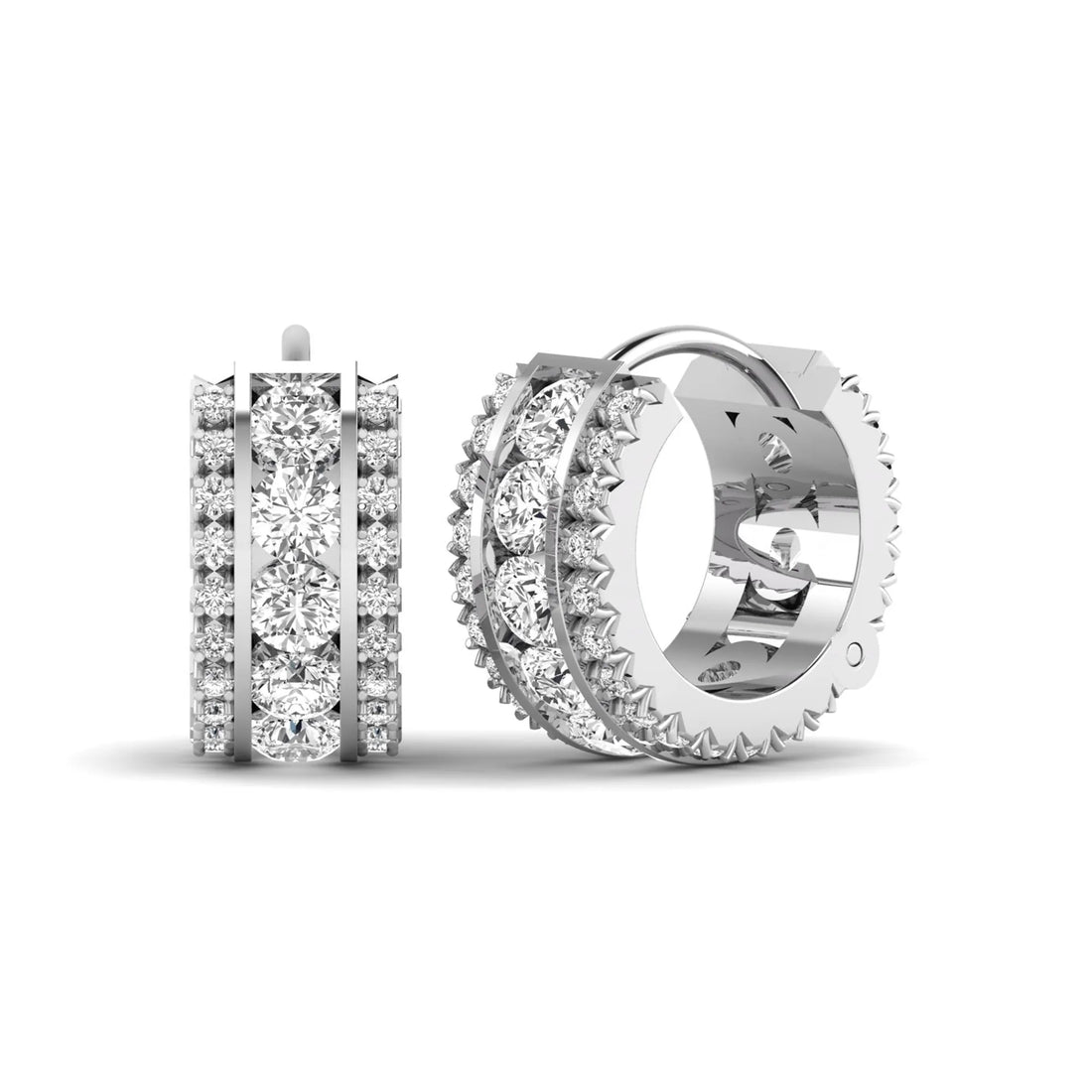 OctaPearl Round Lab Grown Diamond Huggie Hoop Earrings