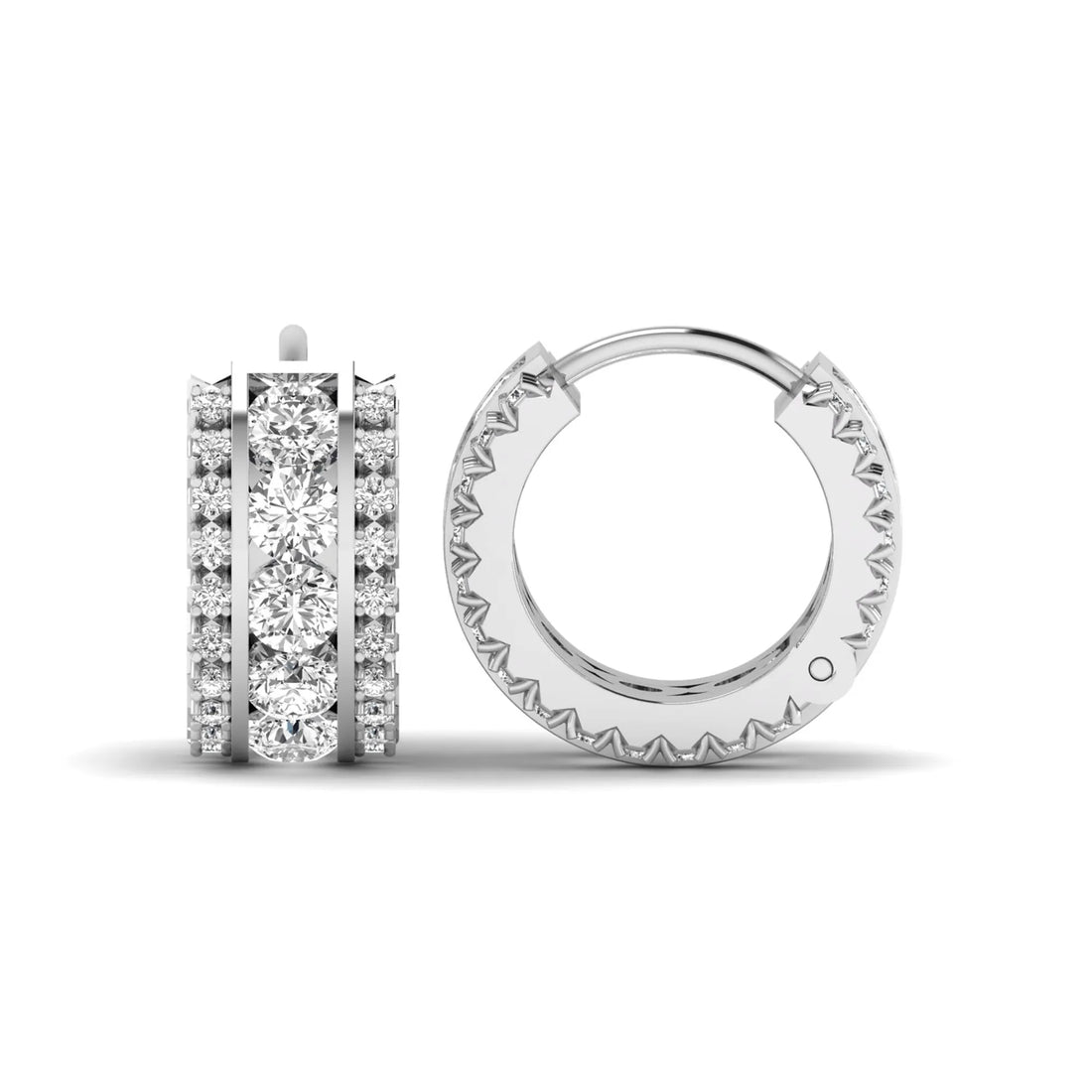 OctaPearl Round Lab Grown Diamond Huggie Hoop Earrings