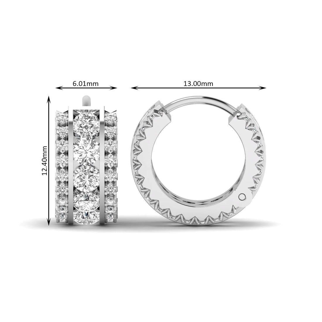 OctaPearl Round Lab Grown Diamond Huggie Hoop Earrings
