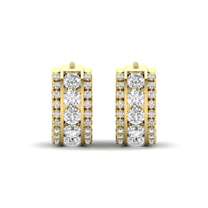 OctaPearl Round Lab Grown Diamond Huggie Hoop Earrings - alternate view