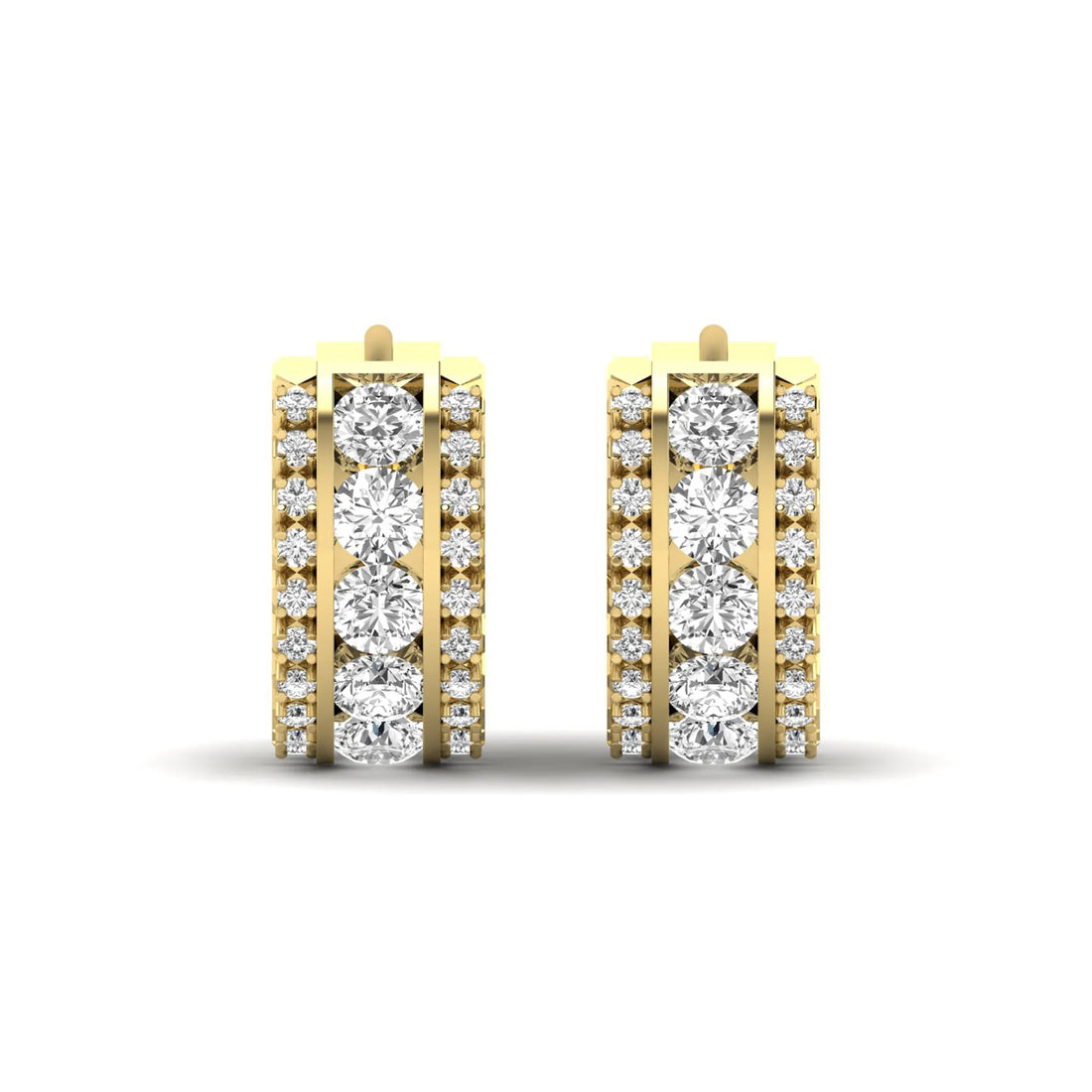 OctaPearl Round Lab Grown Diamond Huggie Hoop Earrings