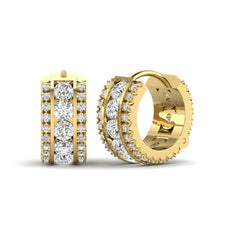 OctaPearl Round Lab Grown Diamond Huggie Hoop Earrings