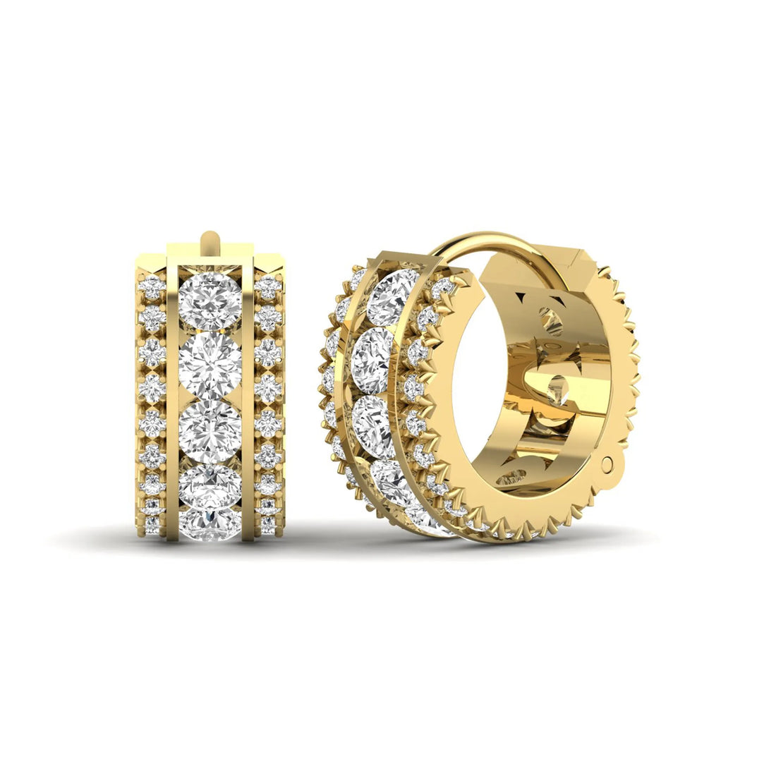 OctaPearl Round Lab Grown Diamond Huggie Hoop Earrings