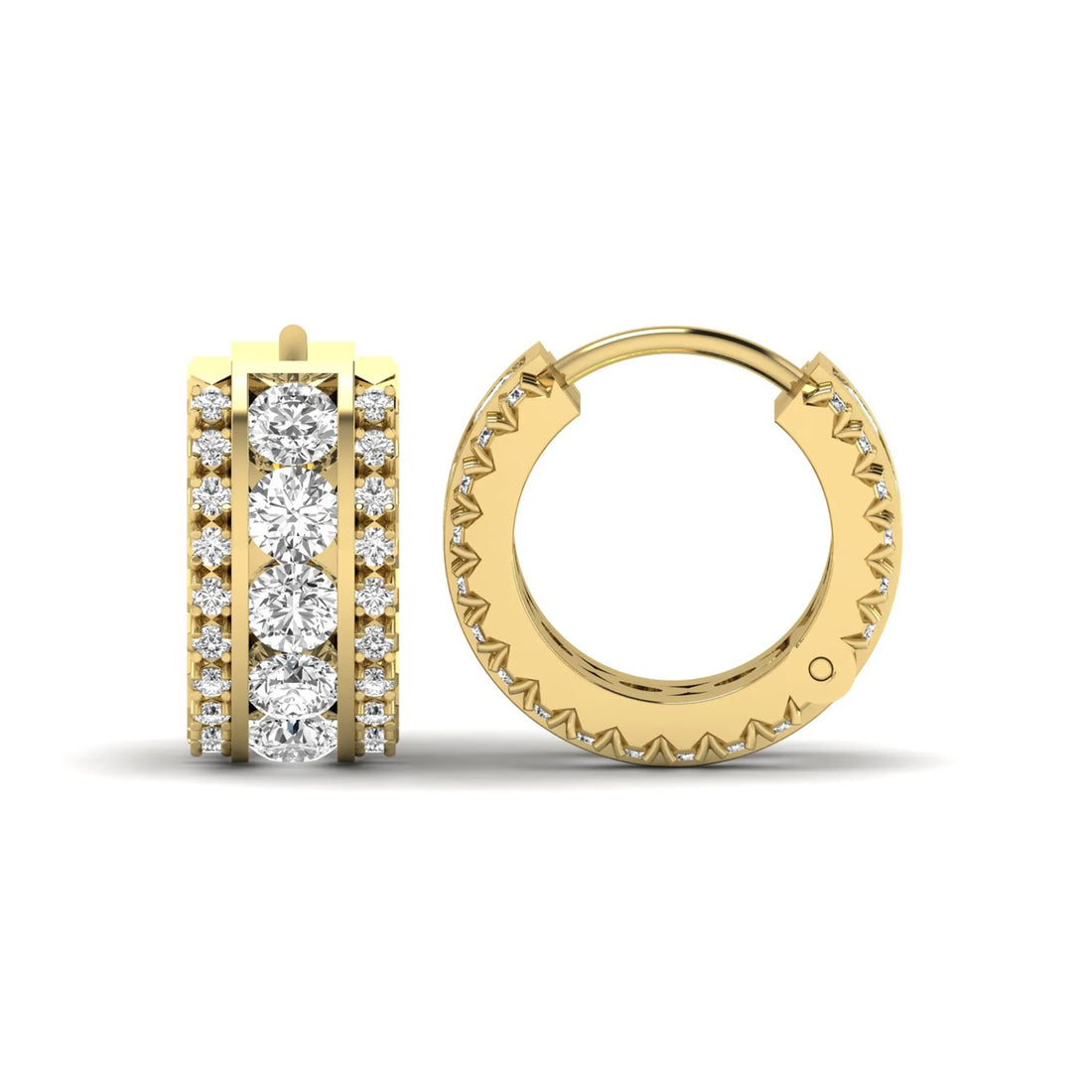 OctaPearl Round Lab Grown Diamond Huggie Hoop Earrings