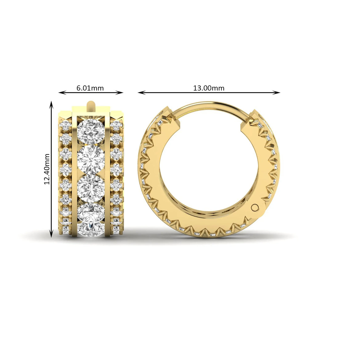 OctaPearl Round Lab Grown Diamond Huggie Hoop Earrings