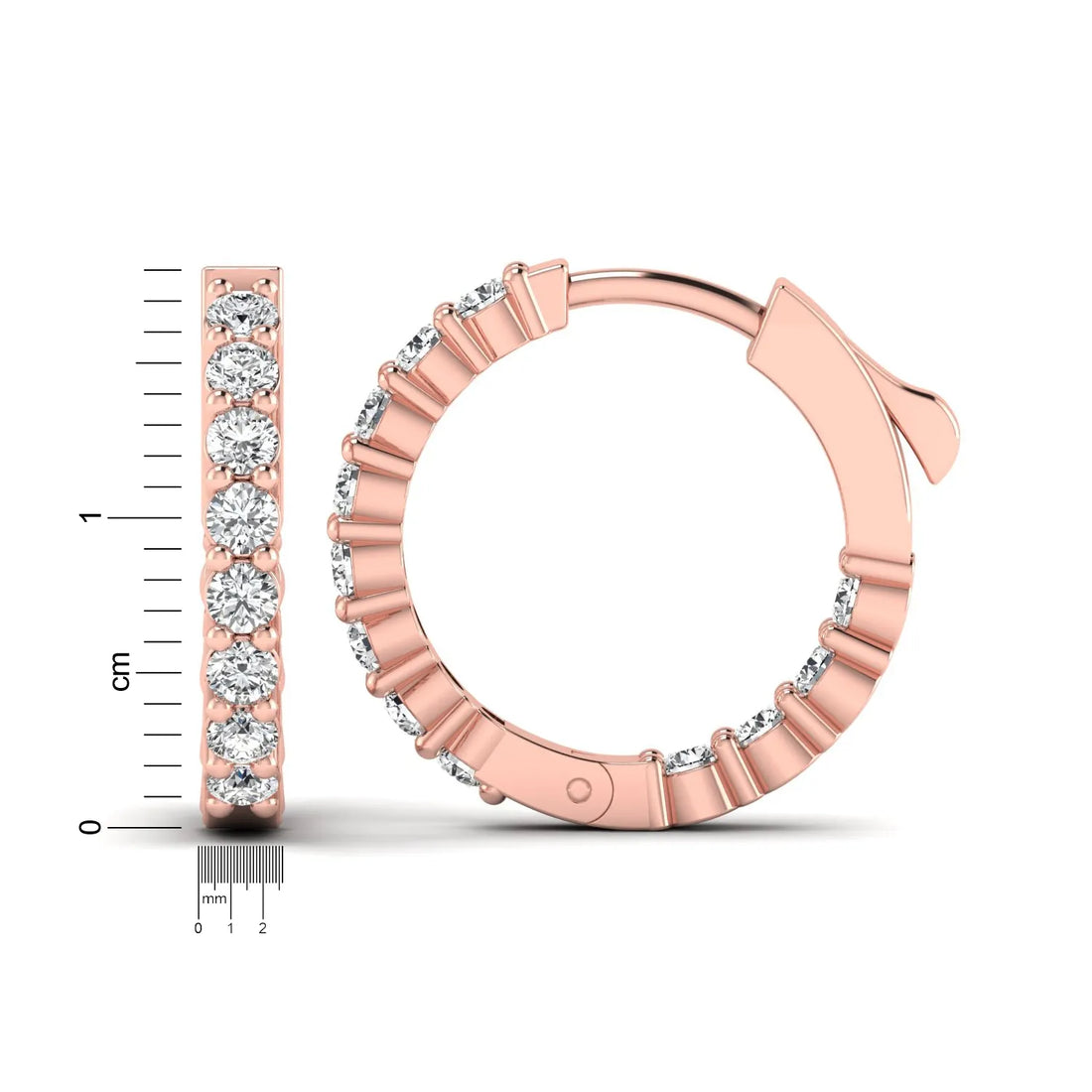 OctaPearl Round Lab Grown Diamond Huggie Hoop Earrings