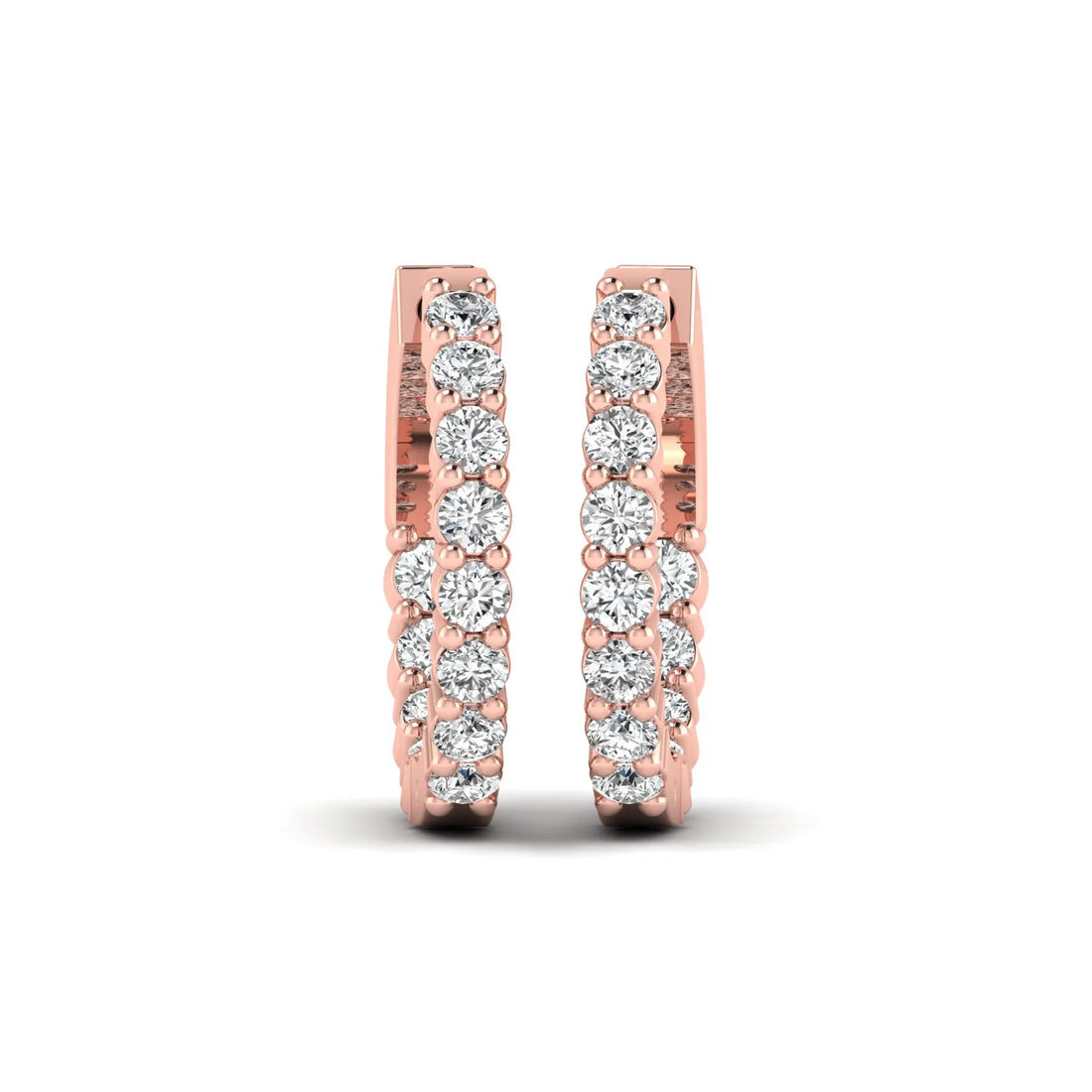 OctaPearl Round Lab Grown Diamond Huggie Hoop Earrings