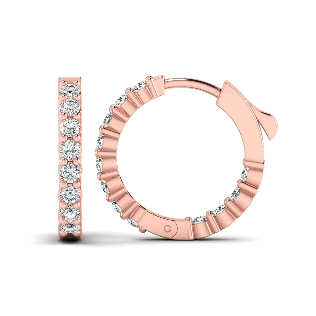 OctaPearl Round Lab Grown Diamond Huggie Hoop Earrings
