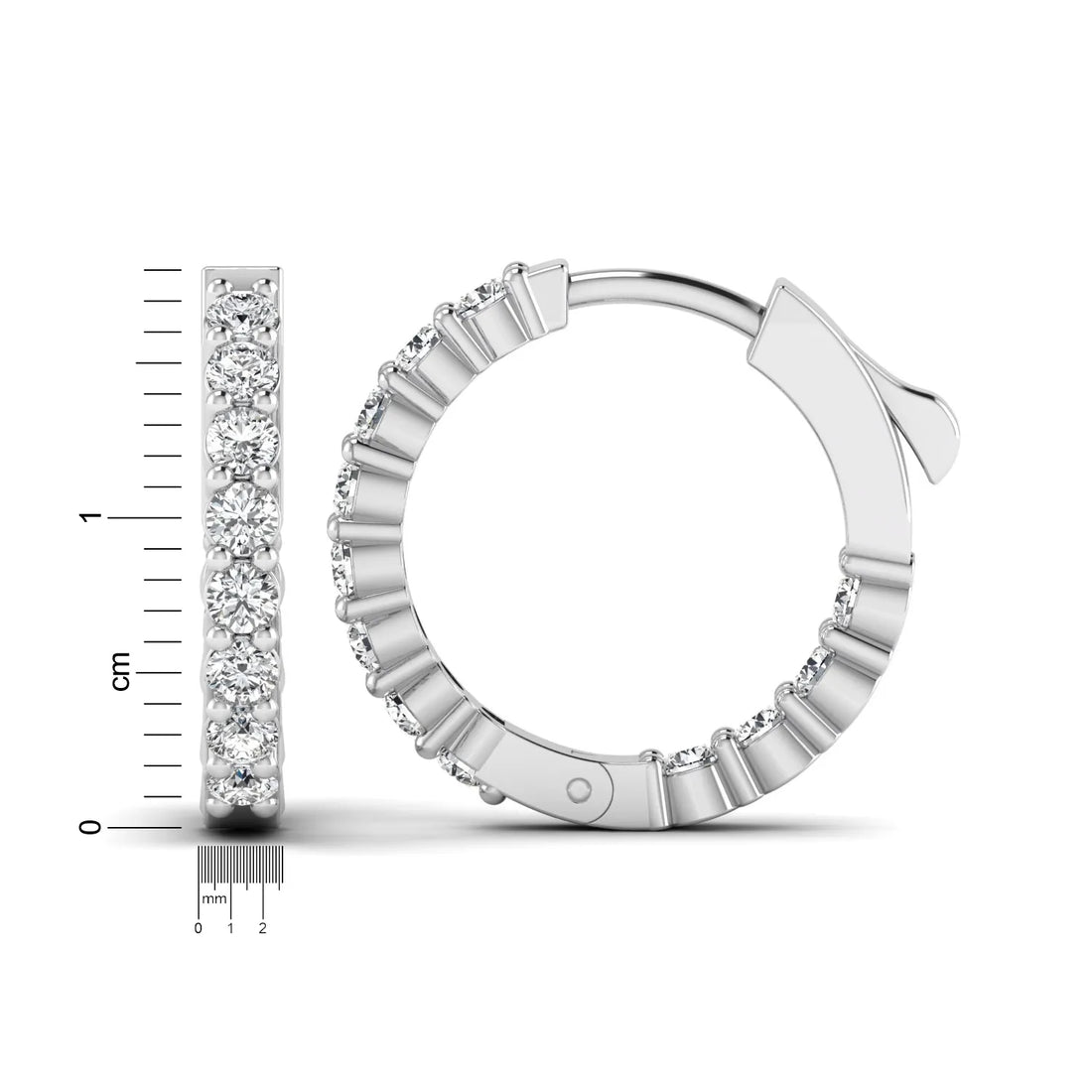 OctaPearl Round Lab Grown Diamond Huggie Hoop Earrings