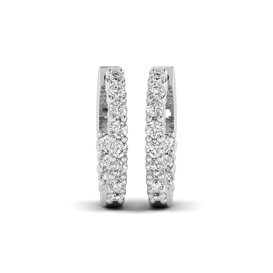 OctaPearl Round Lab Grown Diamond Huggie Hoop Earrings